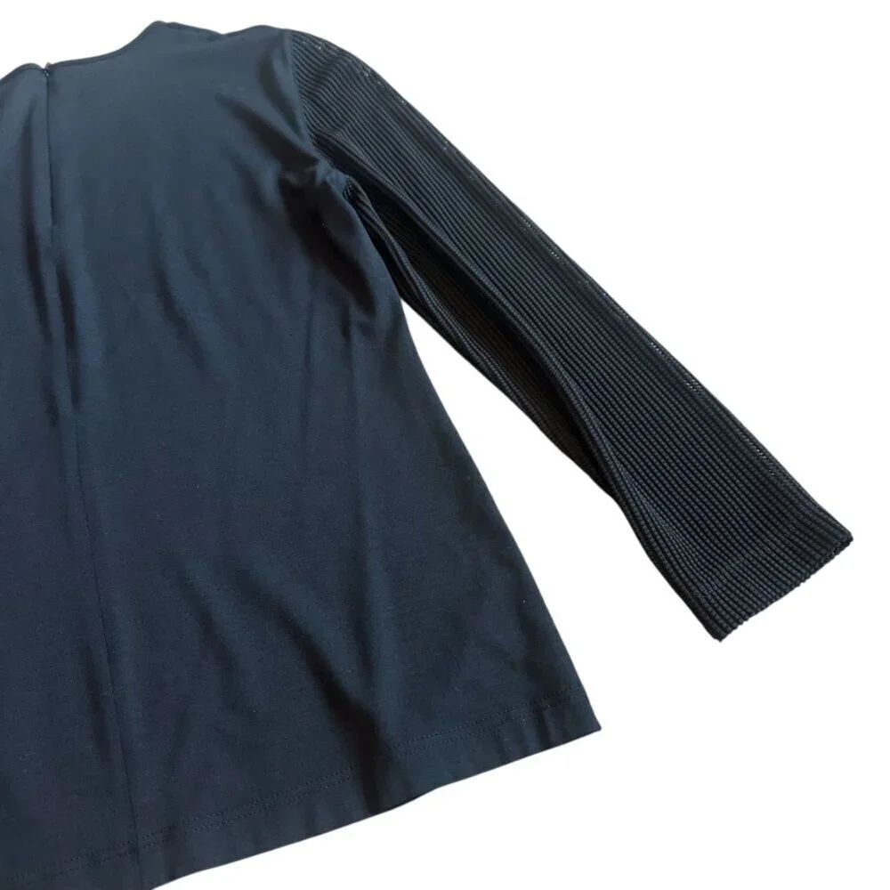 Akris Punto Long Sleeve Shirt Crew Neck Mesh Sleeves Pullover Size 8 Women's - Picture 10 of 11